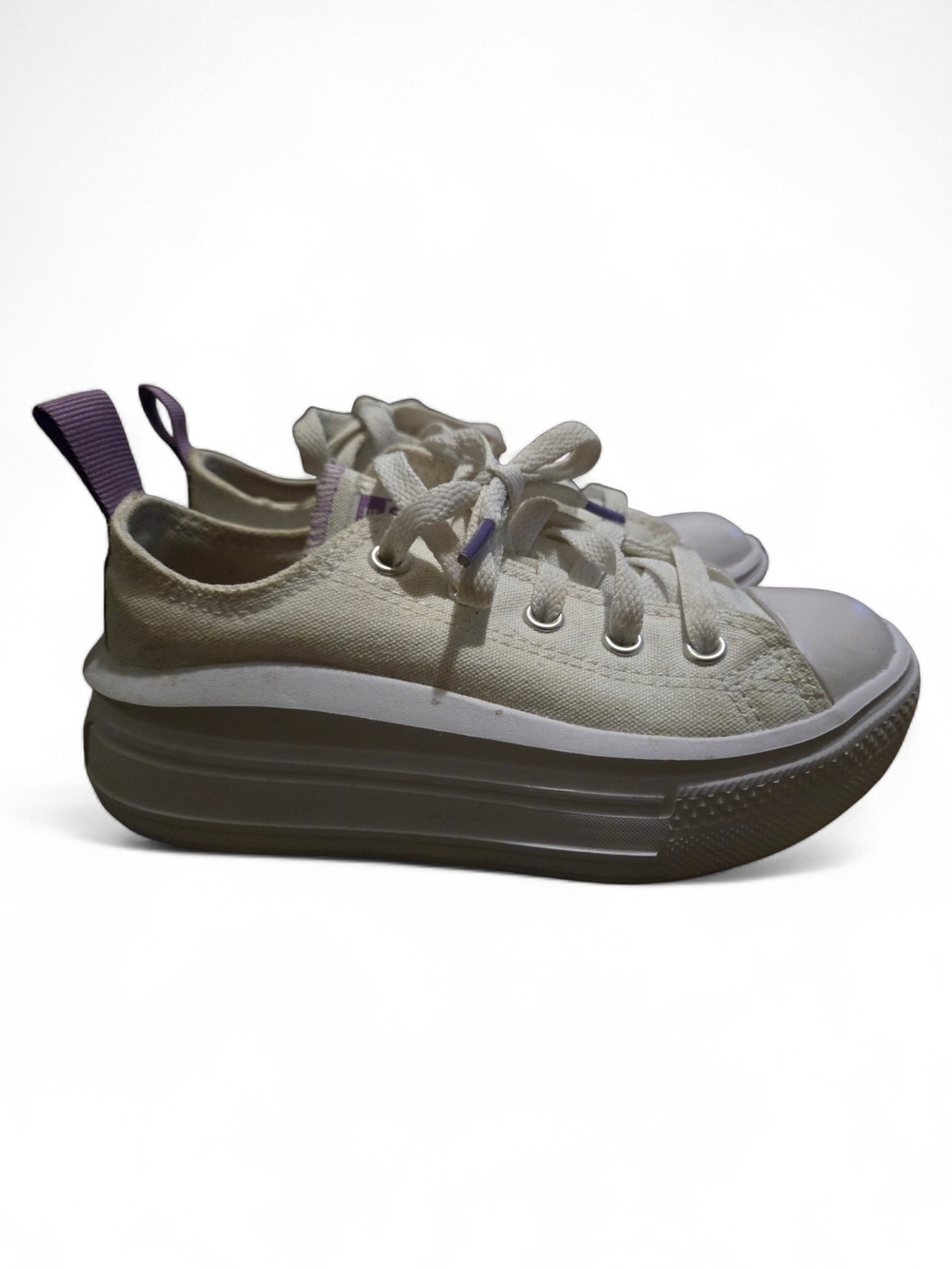 Converse Kids White Low Top Sneakers with Purple Details - Picture 5 of 6